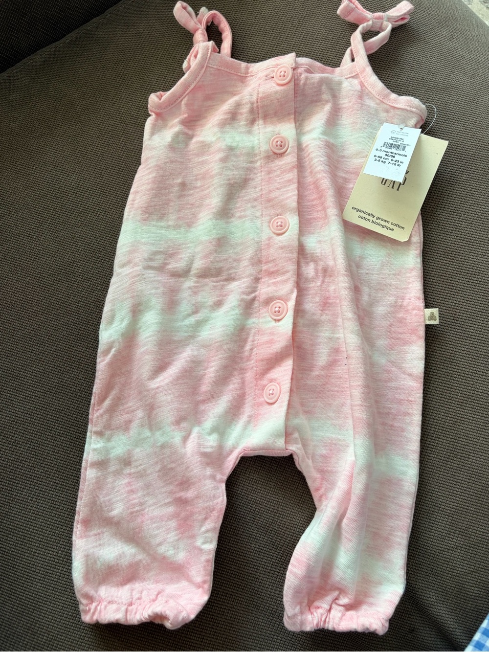 GAP Pink and White Tie-Dye One-Piece Romper